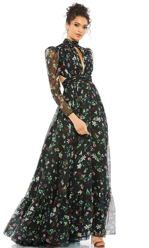 women's apple-shaped body dressesMac Duggal Evening - 67942D High Neck Floral Evening Dress