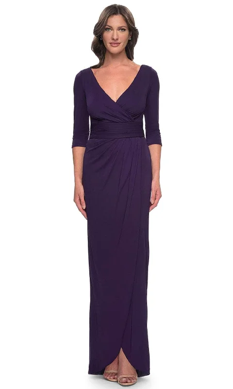 women's cinched-waist dressesLa Femme 31014 - Tulip Hem Jersey Evening Dress