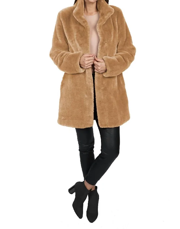 women's coats for ice skatingRory Faux Fur Coat In Camel