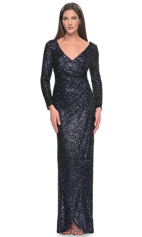 women's fair-trade dressesLa Femme 31698 - Sequin V-Neck Evening Dress