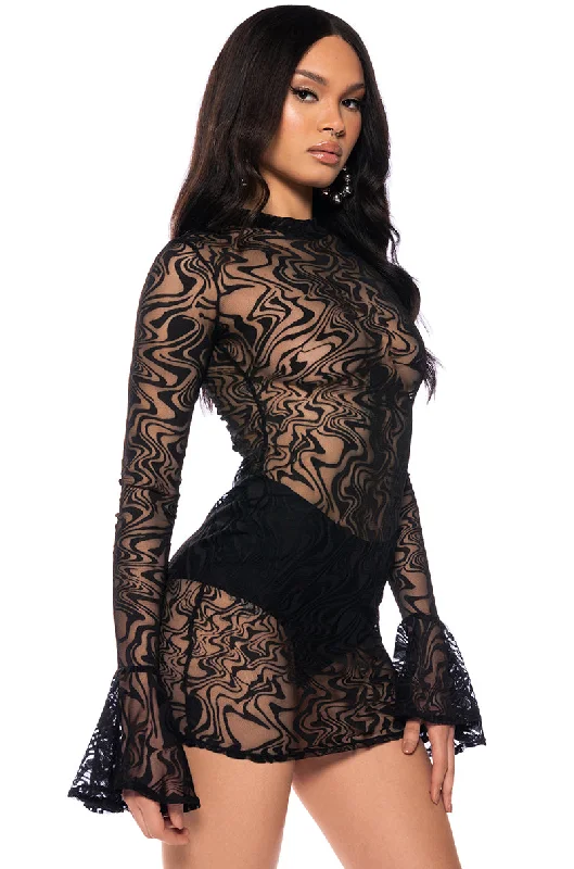 women's easy-to-wear dressesWAITING ON YOU SHEER MINI DRESS