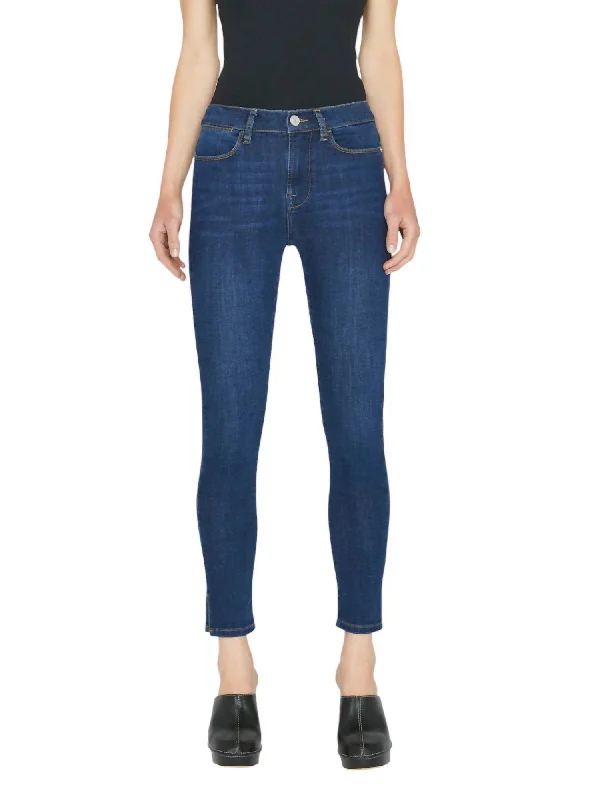 women's denim jeans with functional pocketsLe High Skinny Outseam Slit Jean In Majesty