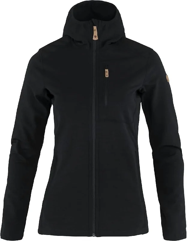 women's trench coatsKeb Fleece Hoodie Jacket In Black