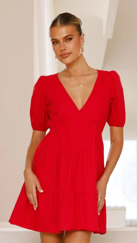 women's vacation dressesBillie Mini Dress - Red