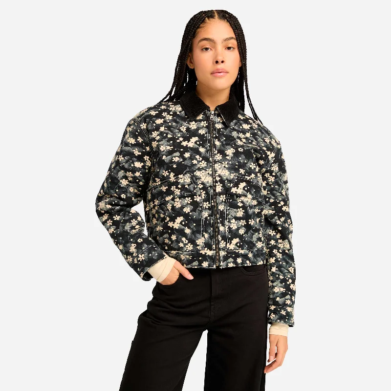 women's coats with beadwork accentsWomen's Strafford Quilted Washed Canvas Printed Jacket