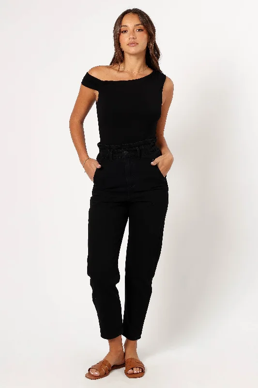 women's relaxed-fit denim jeansCooper Paperbag Waist Jean - Black