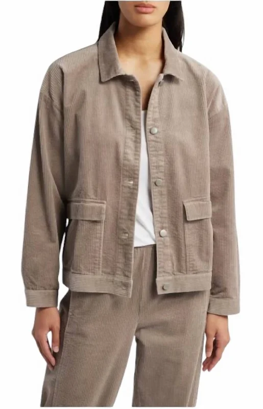 elegant women's coatsClassic Collar Jacket In Taupe