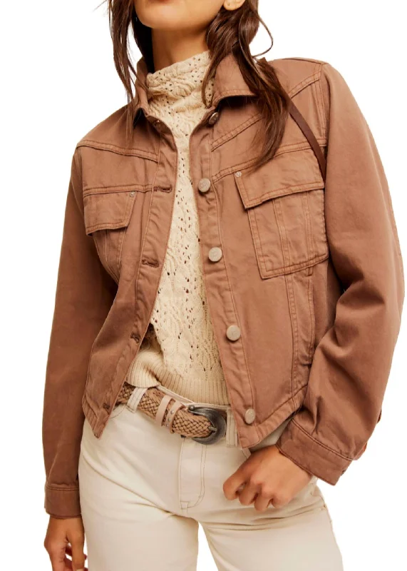 women's coats with liningJade Denim Jacket In Chocolate Mousse