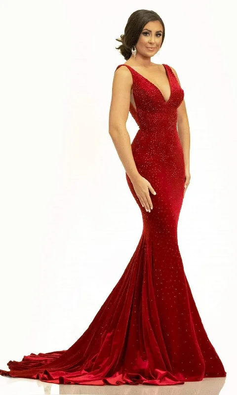 women's solid color dressesJohnathan Kayne - 2308 Fitted Trumpet Evening Dress