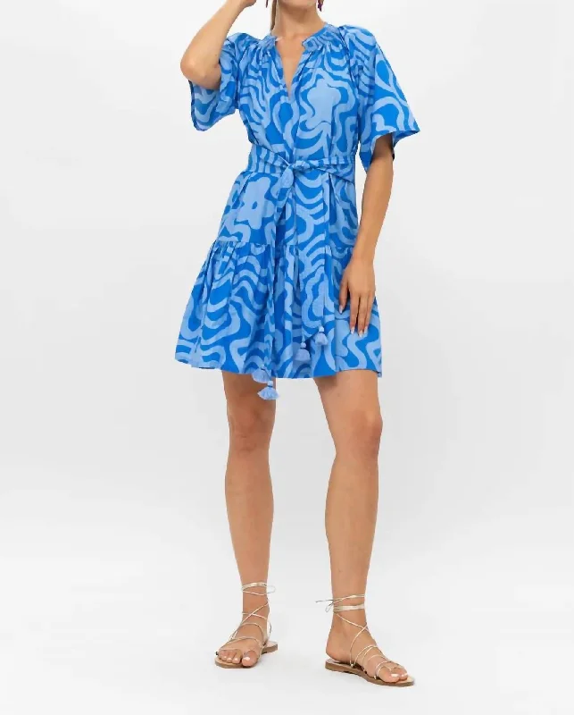 women's formal dressesRaglan Belted Mini Dress In Blue