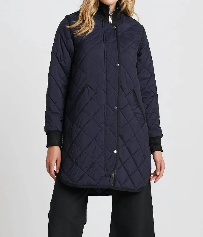 women's coats for those who want to make a fashion statementLibby Quilted Coat Jacket In Navy