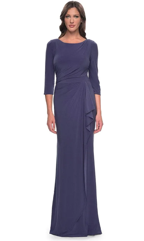 women's ethical fashion dressesLa Femme 30814 - Bateau Neck Jersey Evening Dress