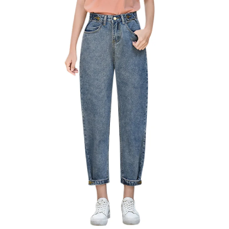 women's denim jeans with zippersSAGACE Fashion Women Casual Loose Trousers Jeans Pant Ankle -Length Pant Ladies Casual Loose Harlan Denim Cropped Pants Straight