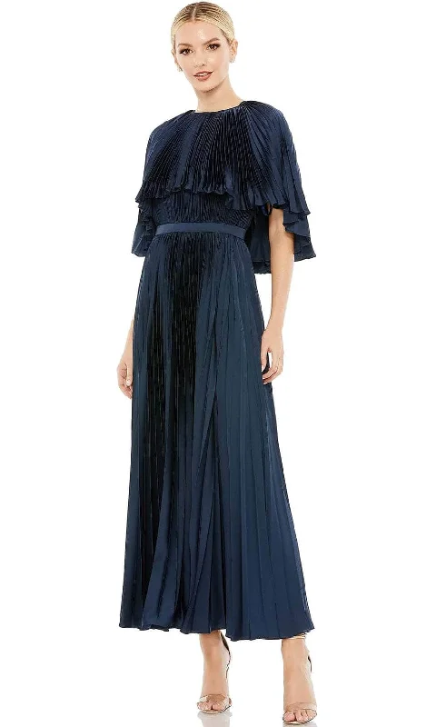 women's velvet dressesMac Duggal 49638 - Pleated Capelet Evening Dress