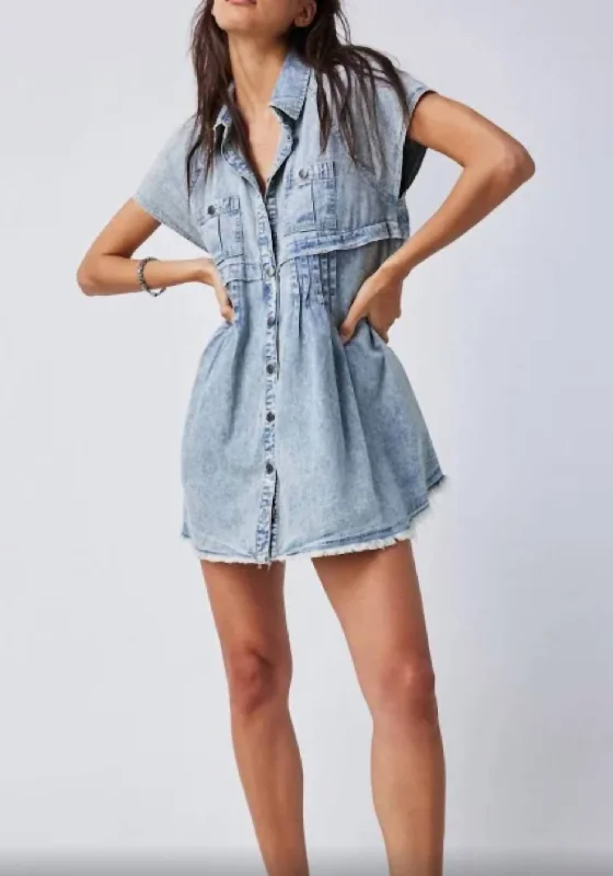 women's shift dressesRonnie Mini Dress In Denim