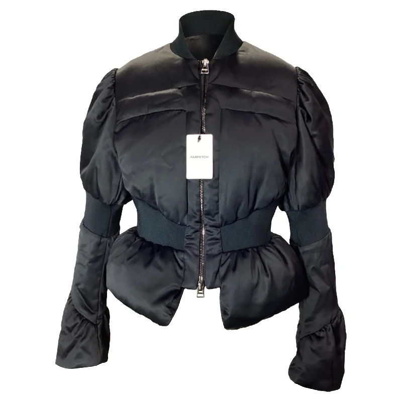 women's coats with satin liningsTom Ford Down-Filled Peplum Jacket in Black Viscose