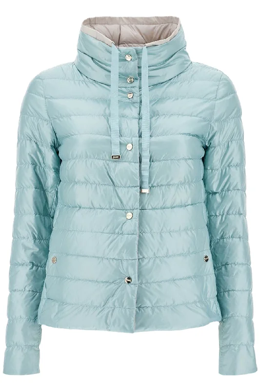 women's coats for casual FridaysHerno Women's Short Puffer Jacket In Ice blue Nylon With Metal Buttons