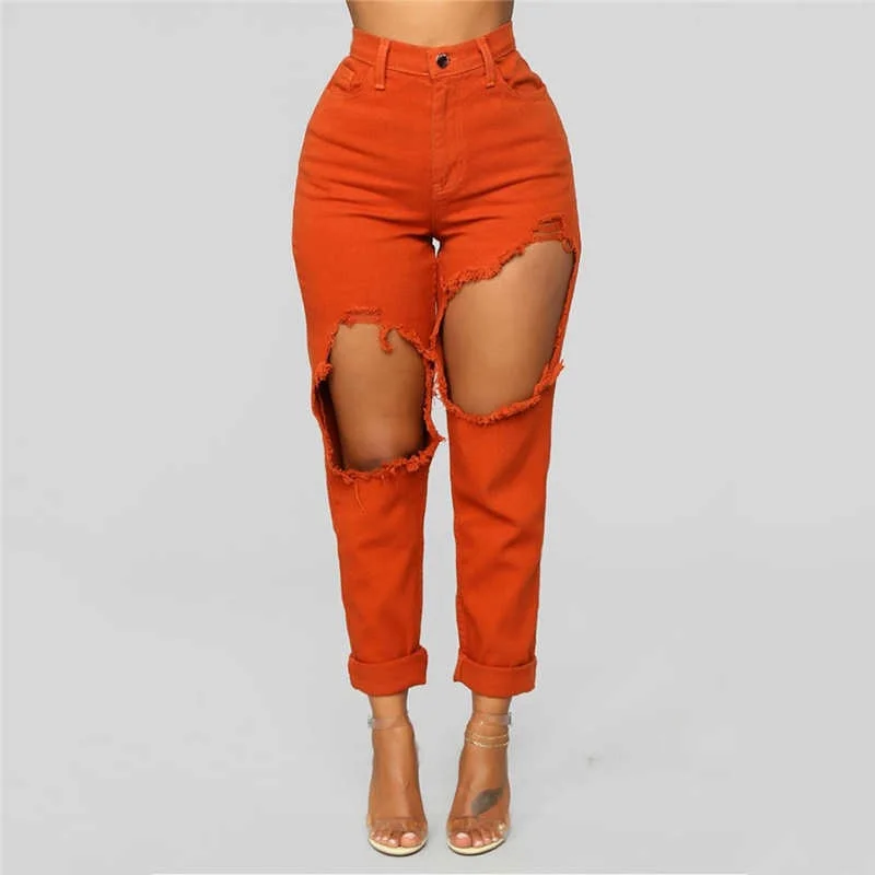 women's denim jeans for a bohemian lookFashion Women Stretch Jeans Female High Waist Stretch Slim Sexy Pencil Pants Personality Slim Torn Denim Jeans  Female Denim