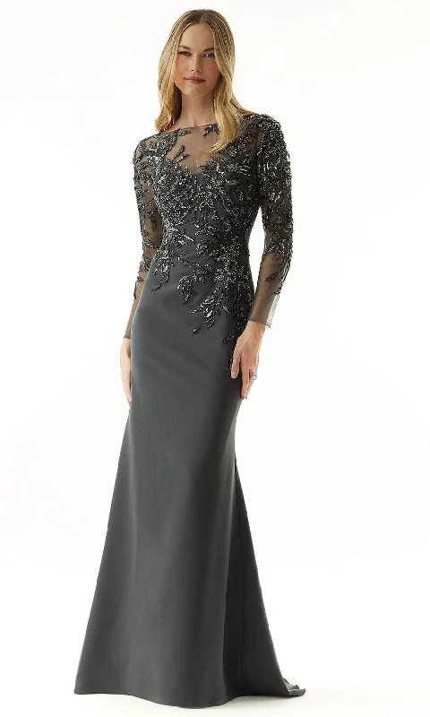 women's wrinkle-resistant dressesMGNY by Mori Lee 73007 - Beaded Metallic Evening Dress