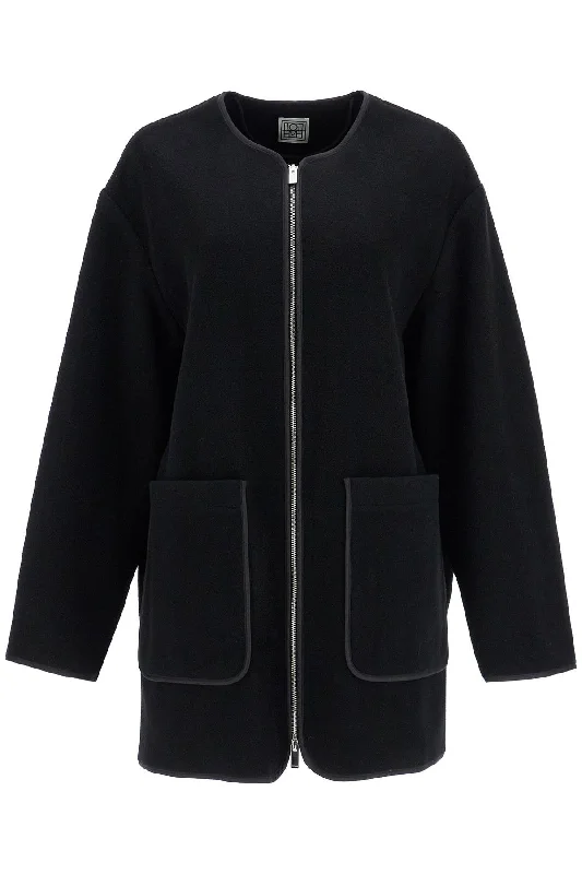 women's coats with lace detailingToteme Women's  Wool Felt High Collar Jacket With Zip