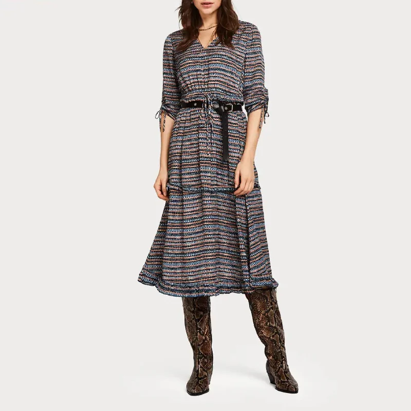 women's limited-edition dressesPrinted Midi Dress (Navy Print)