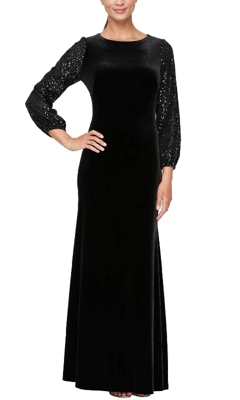 women's eco-friendly dressesAlex Evenings 81919041 - Sequin Bishop Sleeve Evening Dress