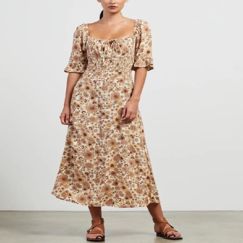 women's apple-shaped body dressesEl Paso Midi Dress (Wiley Floral)