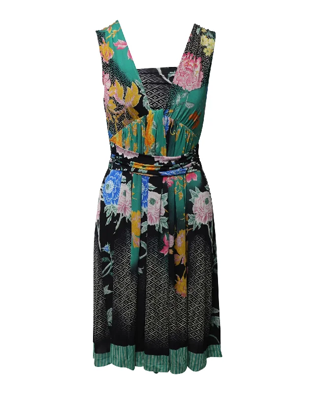 women's handmade dressesEtro V-Neck Printed Midi Dress in Multicolor Nylon