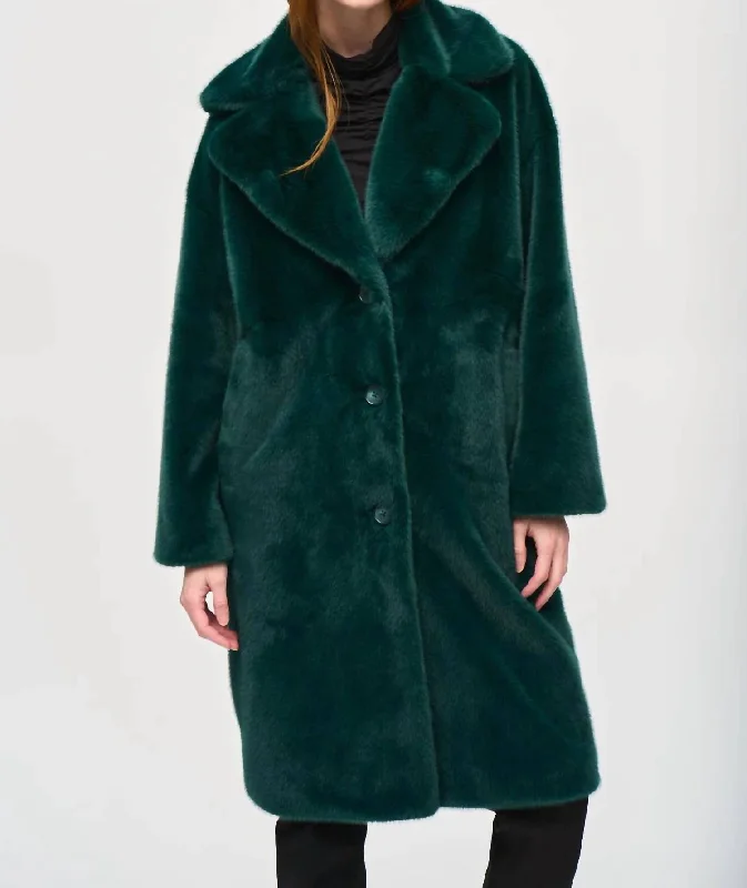 women's bomber jackets and coatsFaux Fur Straight Coat In Absolute Green