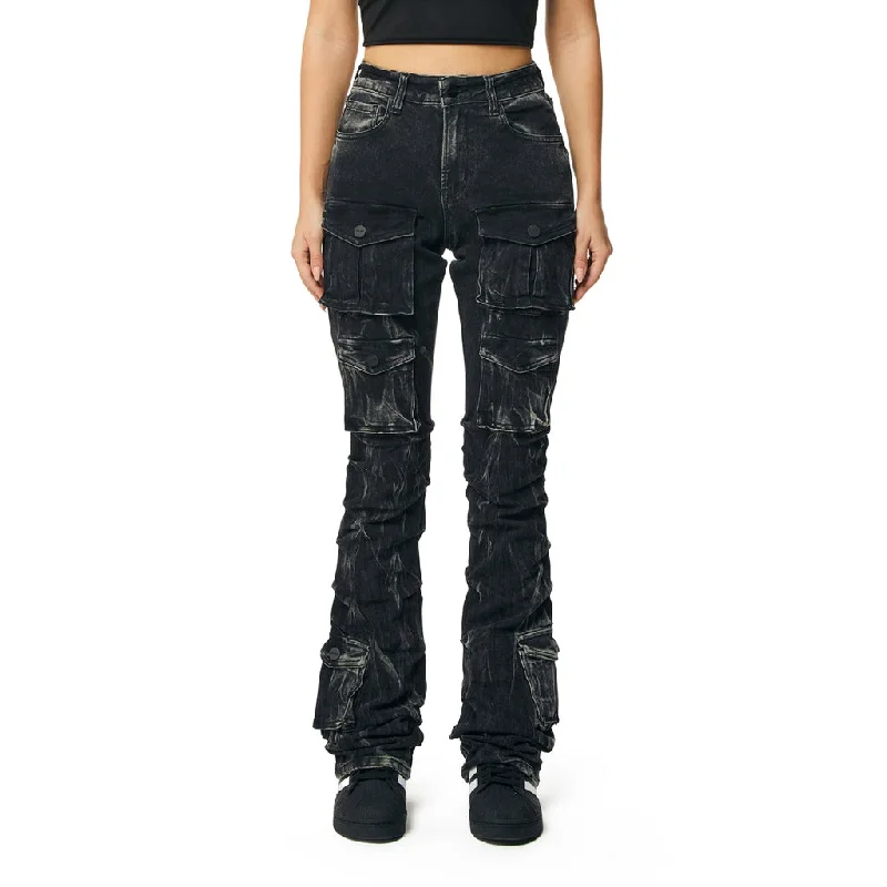 women's slim-fit denim jeansHigh Rise Stacked Utility Jeans - Black Matrix