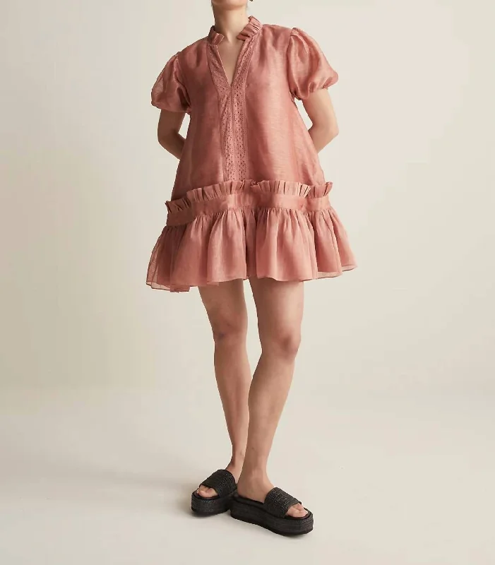 women's midi dressesMarcel Silk Linen Mini Smock Dress In Rose