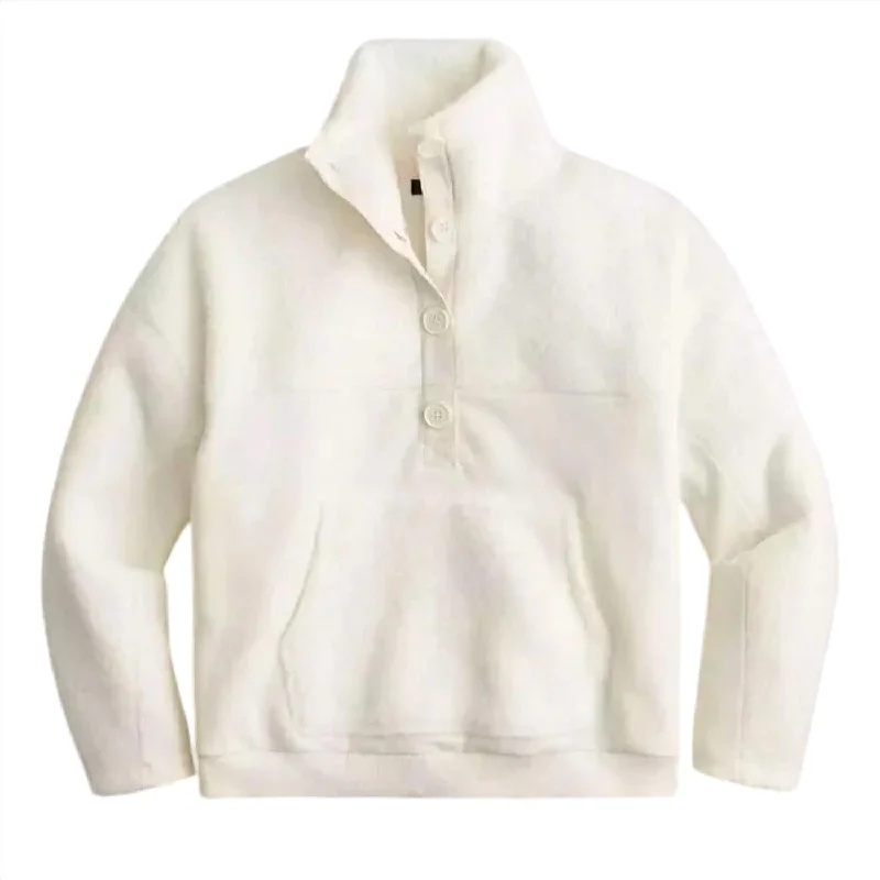 women's coats for statement-making outfitsTeddy Sherpa Button-Front Sweatshirt In Ivory White