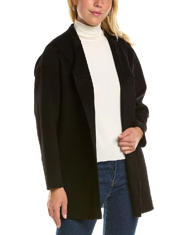 women's coats with velvet finishesForte Cashmere Hooded Wool & Cashmere-Blend Coat