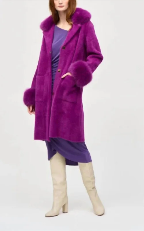 affordable women's coatsCasual Blend Winter Coat In Magenta