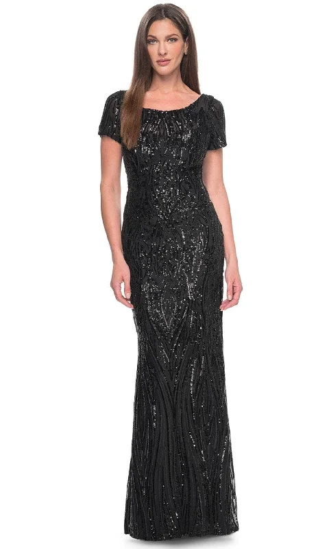 women's designer dressesLa Femme 31852 - Scoop Neck Sequin Evening Dress