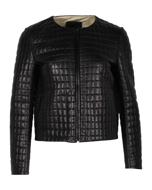 trendy women's coatsPrada Quilted Jacket in Black Lambskin Leather