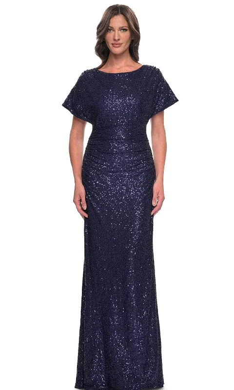 women's luxury dressesLa Femme 30885 - Dolman Sleeve Sequin Evening Dress