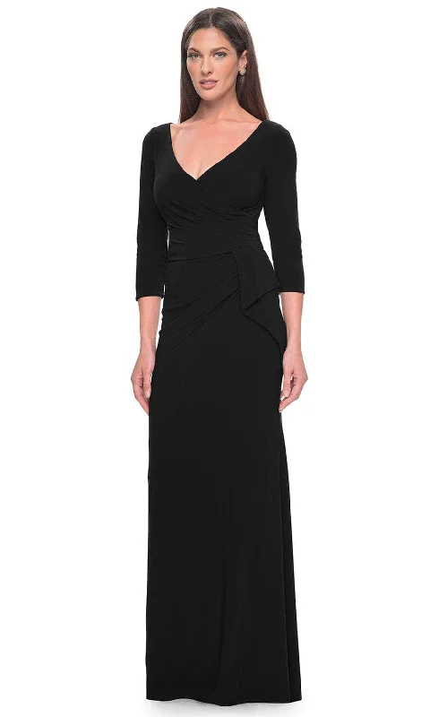 women's bow dressesLa Femme 30967 - Quarter Sleeve Jersey Evening Dress