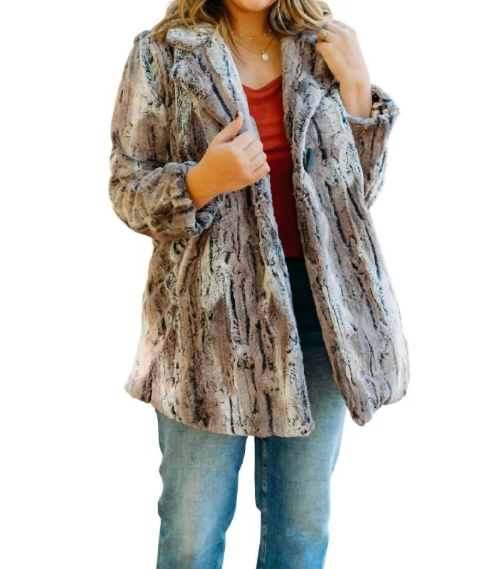 women's coats with cinched waistsFur Coat In Pewter