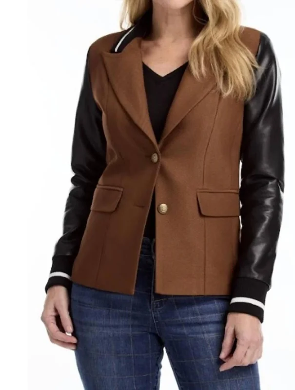 women's coats for hikingMixed Media Blazer In Espresso