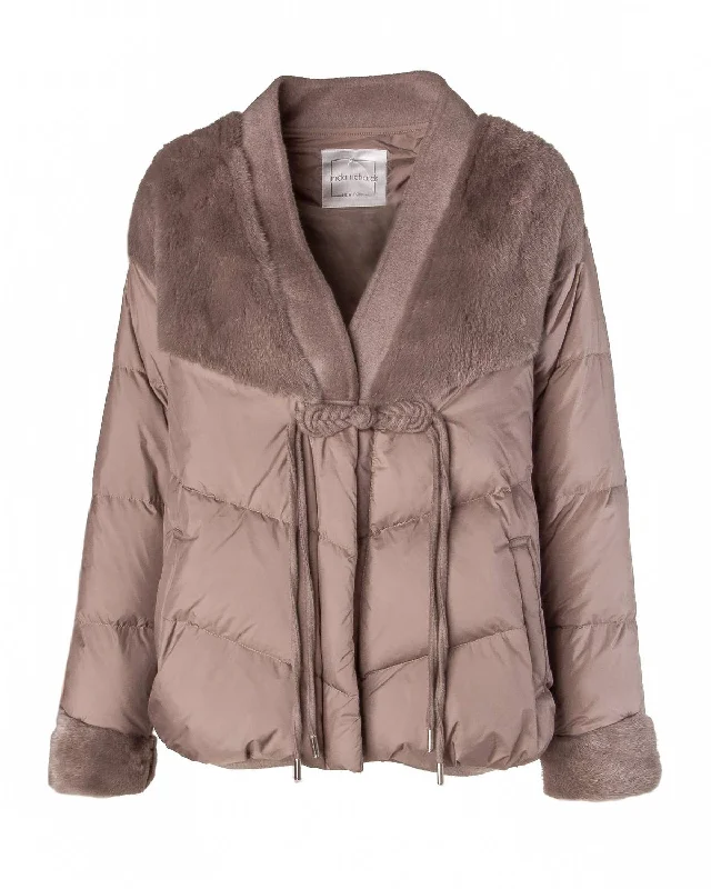 women's coats for travelDown Jacket W/ Fur In Taupe