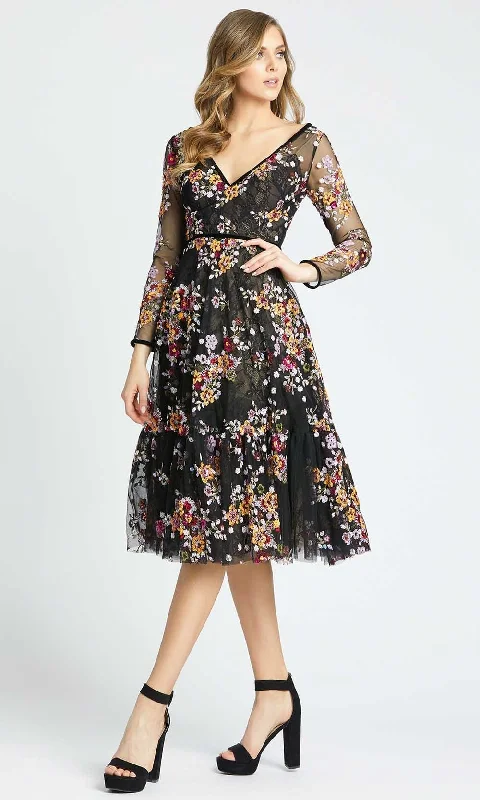 women's high-low dressesMac Duggal Evening - 67499D Multi-Color Floral Embroidery A-Line Dress