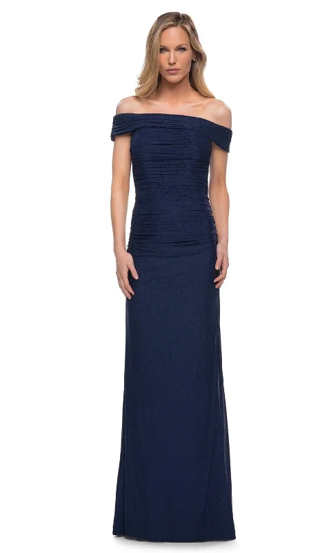 women's off-the-shoulder dressesLa Femme - 29541 Off Shoulder Column Evening Dress