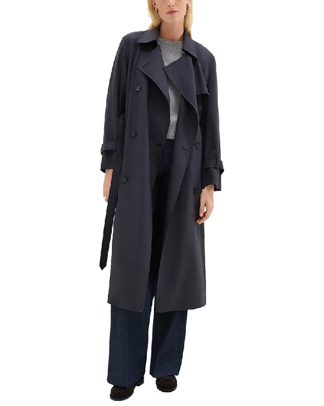 women's coats with lace detailingTheory Relaxed Wool-Blend Trench Coat