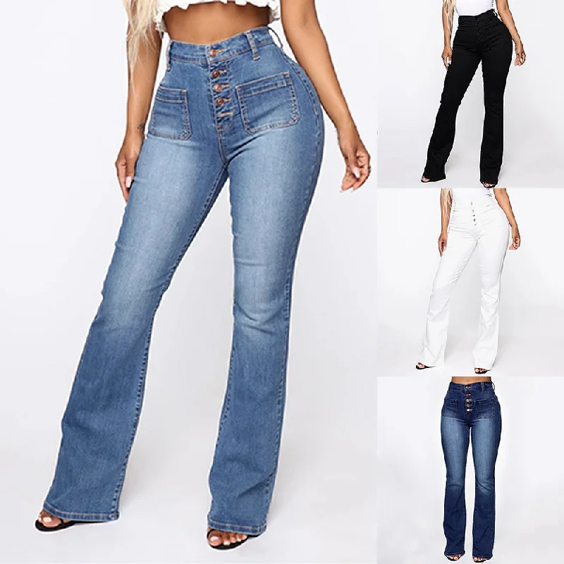 women's light denim jeansNIBESSER 2020 Fashion High Waist Denim Pants For Women Casual Ladies Pockets Jeans Spring Long Blue Denim Trouser Mujer Plus