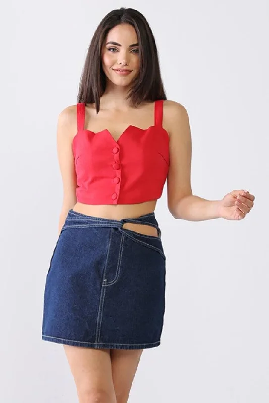 women's denim jeans with floral embroideryDenim Cotton Cut-Out Detail High Waist Mini Skirt