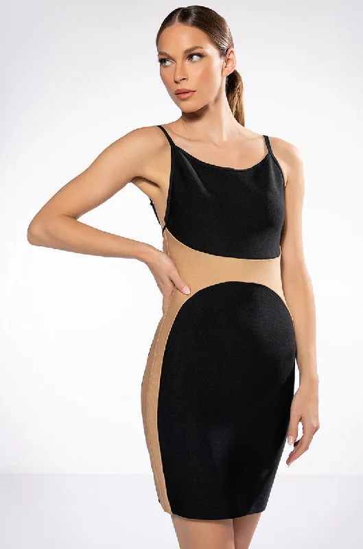 women's empire-line dressesBODIED COLORBLOCK BANDAGE MINI DRESS