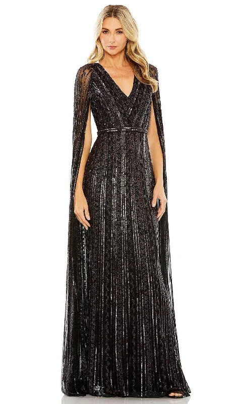 women's casual Friday dressesMac Duggal 5915 - Cape Sleeve Beaded Evening Dress