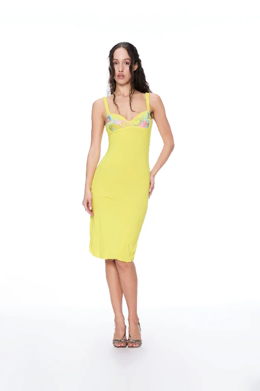 women's petite dressesLA PERLA YELLOW MIDI DRESS