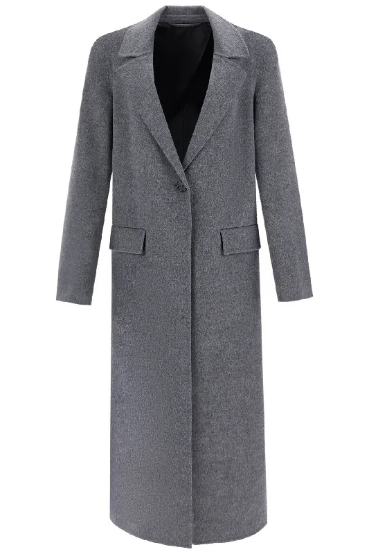 women's coats with thigh-high slitsToteme Women's Long Oversized Coat In Melange  Wool